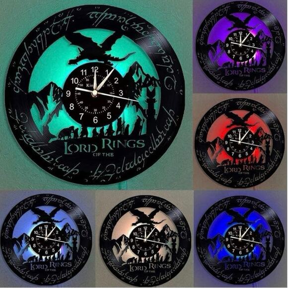 Lord Of The Rings Vinyl Record Wall Clock with Led Lights 12 inches - Picture 2 of 3
